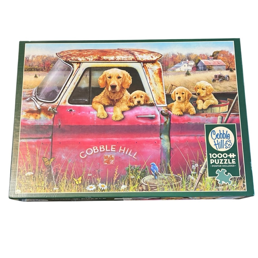 Cobble Hill Farm 1000 Piece Puzzle Golden Retriever Puppies